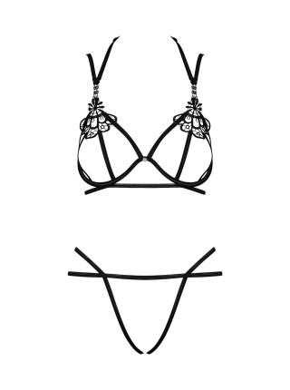 Erotic set from Obsessive Badssa 2-PCS Set L/XL, black, with access, bra, a street