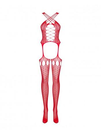 Bodistology ObsESSIVE BODYSTOKING G313 S/M/L RED, Lace, Geometric Decor