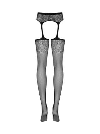 Mesh stones with a floral pattern Obessive Garter Scoons S207 XL/XL, black, imitators