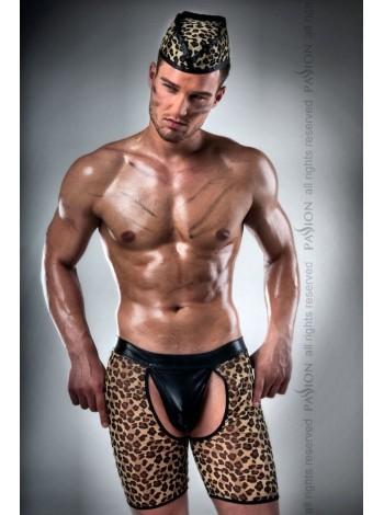 Чоловічий еротичний костюм мисливця Passion 024 SHORT L/XL: леопардові шорти-труси і пілотка