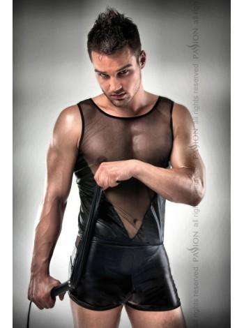 Комплект белья Passion 016 SET black XXL/XXXL, шортики под латекс и полупрозрачная маечка