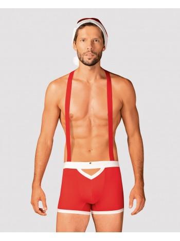 Мужской эротический костюм Санта-Клауса Obsessive Mr Claus S/M, боксеры на подтяжках, шапочка с помп