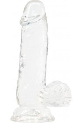 Прозрачный фаллоимитатор на присоске ADDICTION — Clear Dildo with Balls 6″, вибропуля в подарок