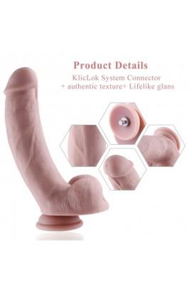 Силіконовий фалоімітатор для секс-машин Hismith 8.3″ Silicone Dildo, вигнутий, система KlicLok