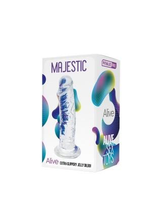 Прозрачный фаллоимитатор Alive Jelly Dildo Majestic, ТПЕ, присоска, диаметр 3.7см, длина 14.7см