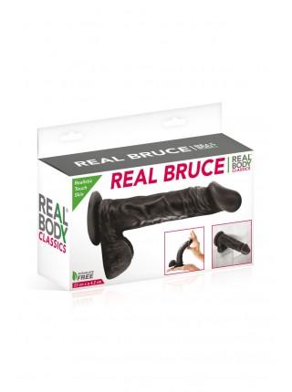 Real Body Suction Cup Dildo - Real Bruce Black, TPE, diameter 4.2cm