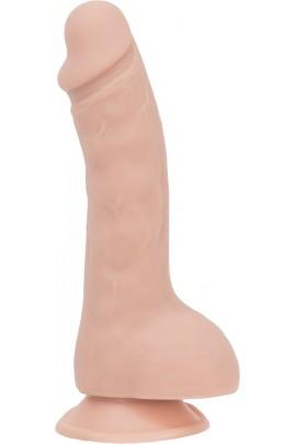 Вигнутий фалоімітатор на присосці ADDICTION — BRAD 7,5″ Dildo With Balls, Beige