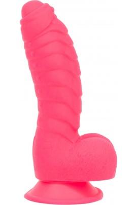 Ribbed dildo on the suction cup addiction - tom 7 ″ dildo with Balls - Pink, Vibrokul as a Gift