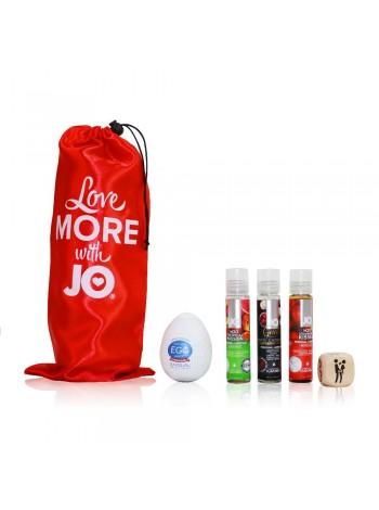 Chocolate Covered Strawberry Bundle for Two: 3 System JO Flavored Lubes, Masturbator Egg, Pose Cube