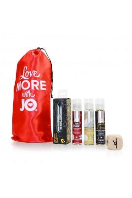 Set for two Raspberry Paradise: 3 flavor lubricants System JO, vibrobullet, cube with poses for sex