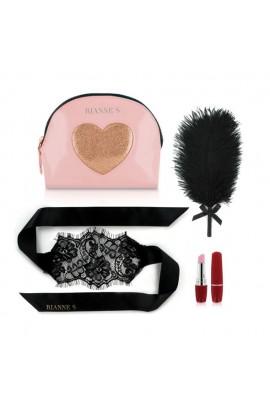 Романтический набор Rianne S: Kit d Amour: вибропуля, перышко, маска, чехол-косметичка Pink/Gold