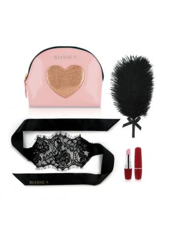 Романтичний набір Rianne S: Kit d Amour: віброіграшка, пір їнка, маска, чохол-косметичка Pink/Gold