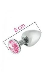 Металлическая анальная пробка с камнем MAI METAL PLUG WITH STONE M, 8х3см