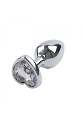 Metal Anal Cork Silver Heart Diamond, 8,5x3,5cm
