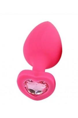 Силиконовая анальная пробка Pink Silicone Heart Light Pink, 8,5х3,5см