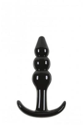 Анальный плаг JELLY RANCHER T-PLUG RIPPLE черный, 11х2,5 см