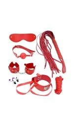 Набор MAI BDSM STARTER KIT Nº 75: плеть, кляп, наручники, маска, ошейник с поводком, веревка, зажимы