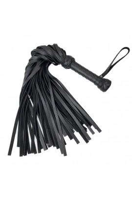 Classic black flogger, genuine leather, 50 tails, 50cm each, handle 20cm