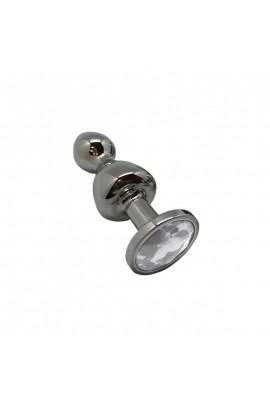 Анальная пробка Wooomy Lollypop Double Ball Metal Plug S