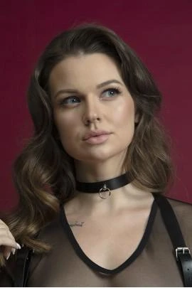 Genuine Leather Choker with Leash Ring Feral Feelings - Choker, Black