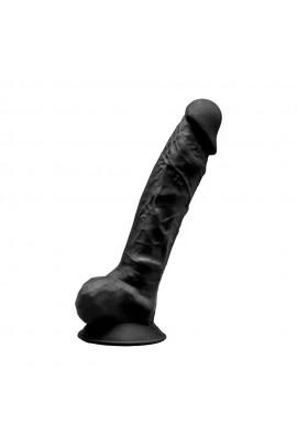 Dildo SilexD Tomas Black (MODEL 1 size 9in), two-layer, silicone + Silexpan, diameter 4.9cm
