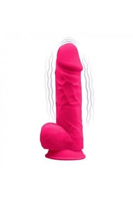 Фалоімітатор з вібрацією SilexD Norman Vibro Pink (MODEL 1 size 8,5in), двошаровий, діаметр 5 см