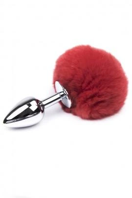 Anal plug with fluffy red tail