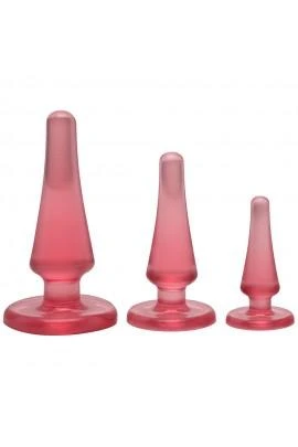 Набор пробок Doc Johnson Crystal Jellies - Pink, диаметры 2см, 3см, 4см