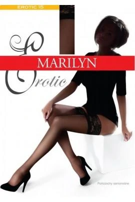 Чорні панчохи з резинкою на силіконі Marilyn Erotic 15den, розмір 5