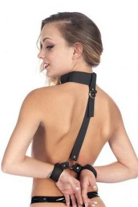 Fixer of neck and hand with a mask on Fetish Tentation Neck and Wrist Straps