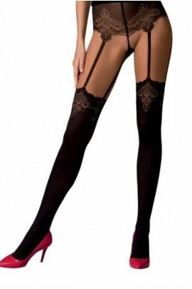 Колготки с эффектом чулок на подвязках PassionTI112 nero-violet 1/2 (60/20 den)
