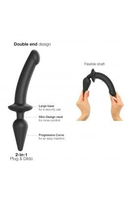 Анальная пробка с дилдо 2в1 Strap-On-Me SWITCH PLUG-IN REALISTIC DILDO Black XXL, диаметр 5,2/3,9 см