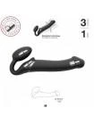 Безремневой страпон с вибрацией Strap-On-Me Vibrating Black M, диаметр 3,3см, пульт ДУ, регулируемый