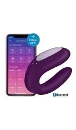 Смарт-вібратор кліпса для пар Satisfyer Double Joy Violet з широким кліторальним стимулятором