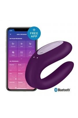 Смарт-вибратор клипса для пар Satisfyer Double Joy Violet с широким клиторальным стимулятором