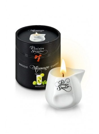 Масажна свічка з ароматом мохіто Plaisirs Secrets Mojito в керамічній судині, 80мл