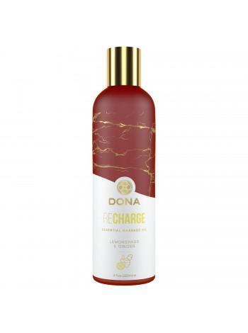 Натуральное массажное масло с эфирными маслами DONA Recharge - Lemongrass & Gingerl (Лемонграсс, имбирь)