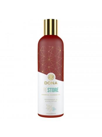 Natural massage oil with DONA Restore essential oils - Peppermint & Eucalyptus (Mint, Eucalyptus)