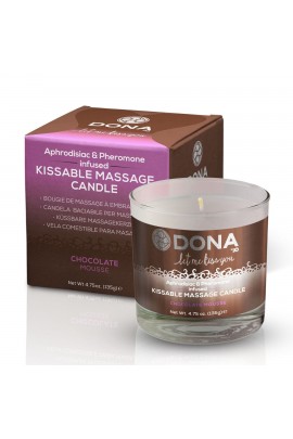 Ароматическая свеча для массажа с феромонами DONA Kissable Massage Candle Chocolate Mousse, 125мл