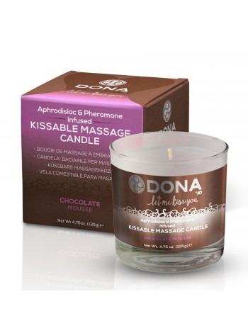 Ароматическая свеча для массажа с феромонами DONA Kissable Massage Candle Chocolate Mousse, 125мл