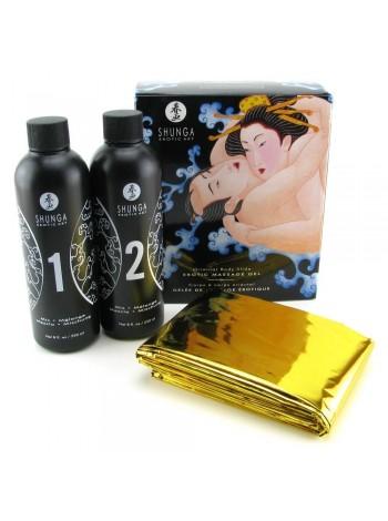 Гель для NURU масажу Shunga Oriental Body-to-Body - Exotic Fruits, 2x225 мл простирадло в комплекті