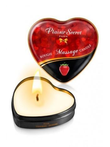 Масажна свічка-сердечко Plaisirs Secrets Strawberry полуничний аромат, 35мл