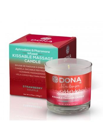 Свеча для массажа с афродизиаками и феромонами DONA Kissable Massage Candle Strawberry Souffle, 125мл