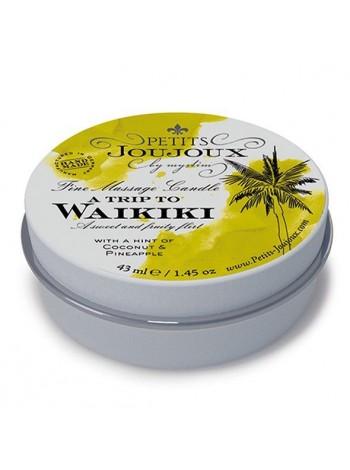 Candle with Aphrodisiacs for Massage Petits Joujoux - Waikiki Beach - Coconut and Pineapple, 43ml