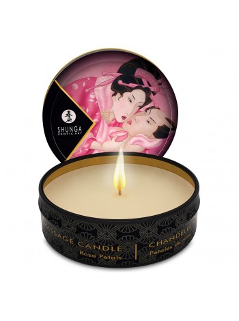 Massage Candle with Aphrodisiacs Shunga Mini Massage Candle - Rose Petals, 30ml