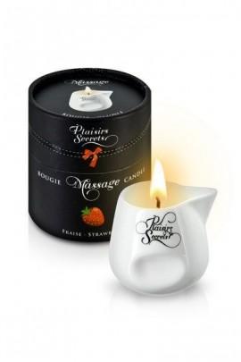 Massage Candle in Ceramic Vessel Plaisirs Secrets Strawberry (80 ml) + Gift Packaging