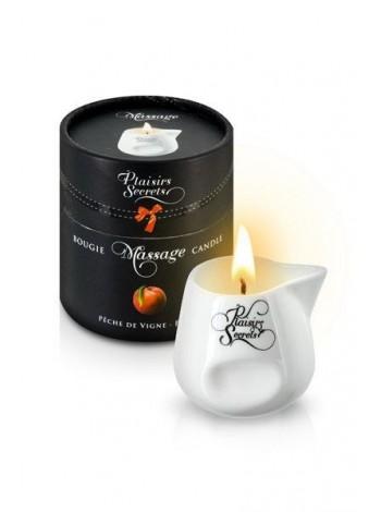 Массажная свеча с ароматом персика  в керамическом сосуде Plaisirs Secrets Peach, 80мл