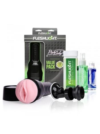 Мастурбатор Fleshlight Pink Lady Original Value Pack: присоска, смазка, чистящее, восстанавливающее средства