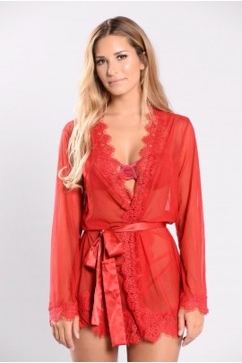Красный полупрозрачный халатик