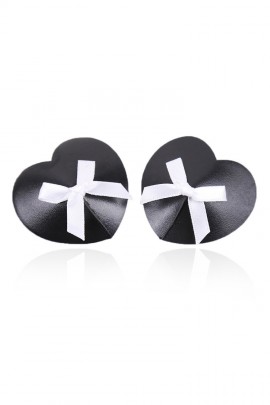 Leather pestits on the chest with white bows